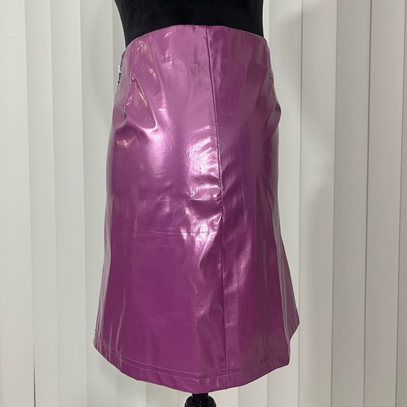 DELIAS Rainbow Magic Metallic PVC Mini Skirt Back Zip Purple Size Large - Picture 4 of 13